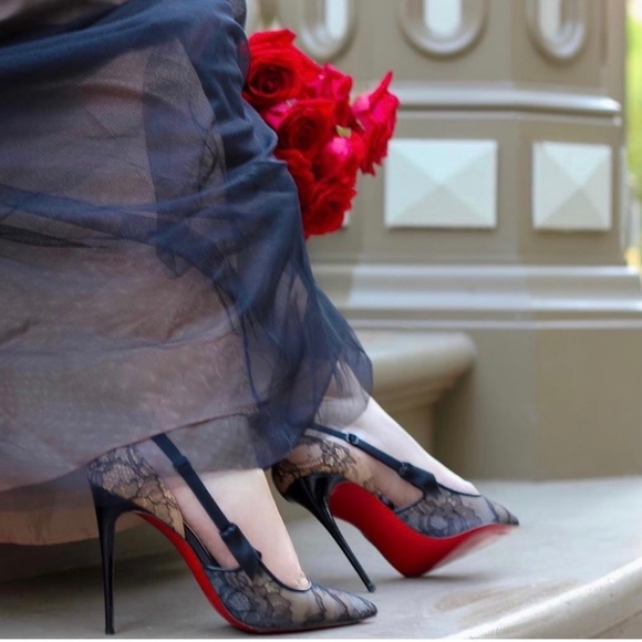 Christian Louboutin Jeanbi Black Lace Pump Heels size 11 or 41 - Picture 12 of 12